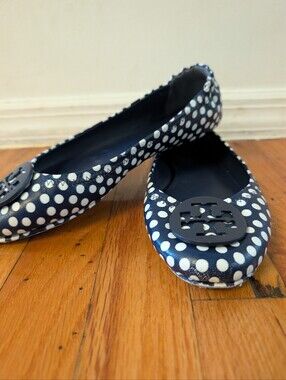 Tory Burch Tory Burch Minnie Ballet Flats Navy Blue Polka Dot 8M